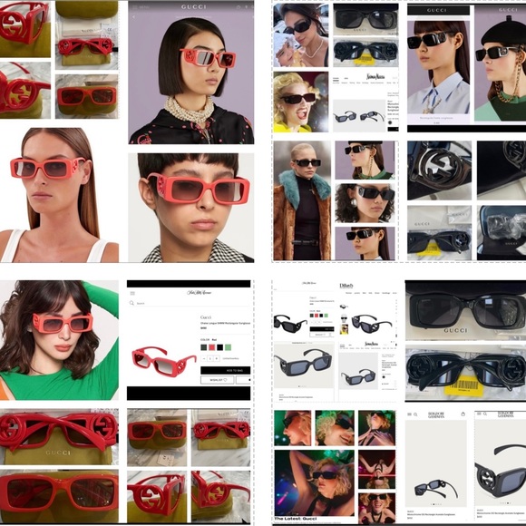 GUCCI 2023 RECTANGLE IN A SMOKE GREEN COLOR WITH MAXI BOLD “GG” LOGO SUNGLASSES - Picture 12 of 16